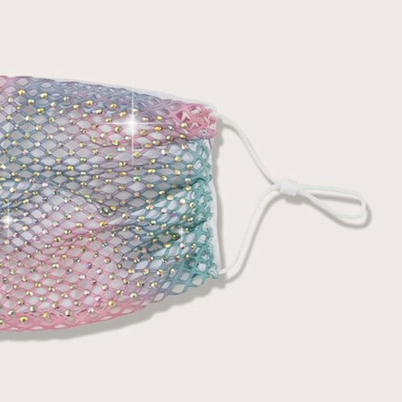 ❌SOLD OUT❌ COTTON CANDY RHINESTONE FACE MASK - Picture 4 of 4